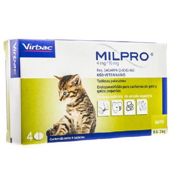Milpro Endoparasiticida 4 mg / 10 mg 4 tabletas (Kitten)
